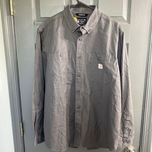 Carhartt Rugged Flex Mens Button Up Shirt Grey Long Sleeve, Sz.Large Relaxed Fit